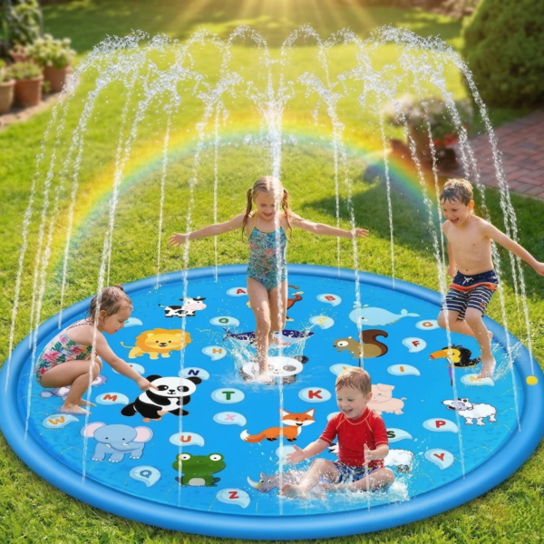68 Inch Splash Pad for Kids-Sprinkler Water Play Mat (Set of 1)