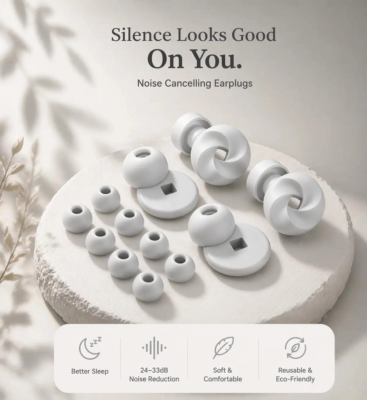 Noise Cancelling 2 Pairs Earplugs-33dB for Sleep