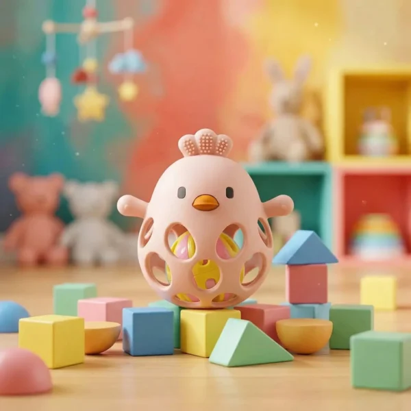 Silicone Teething Rattle Ball-3 Months+ (Set of 1)