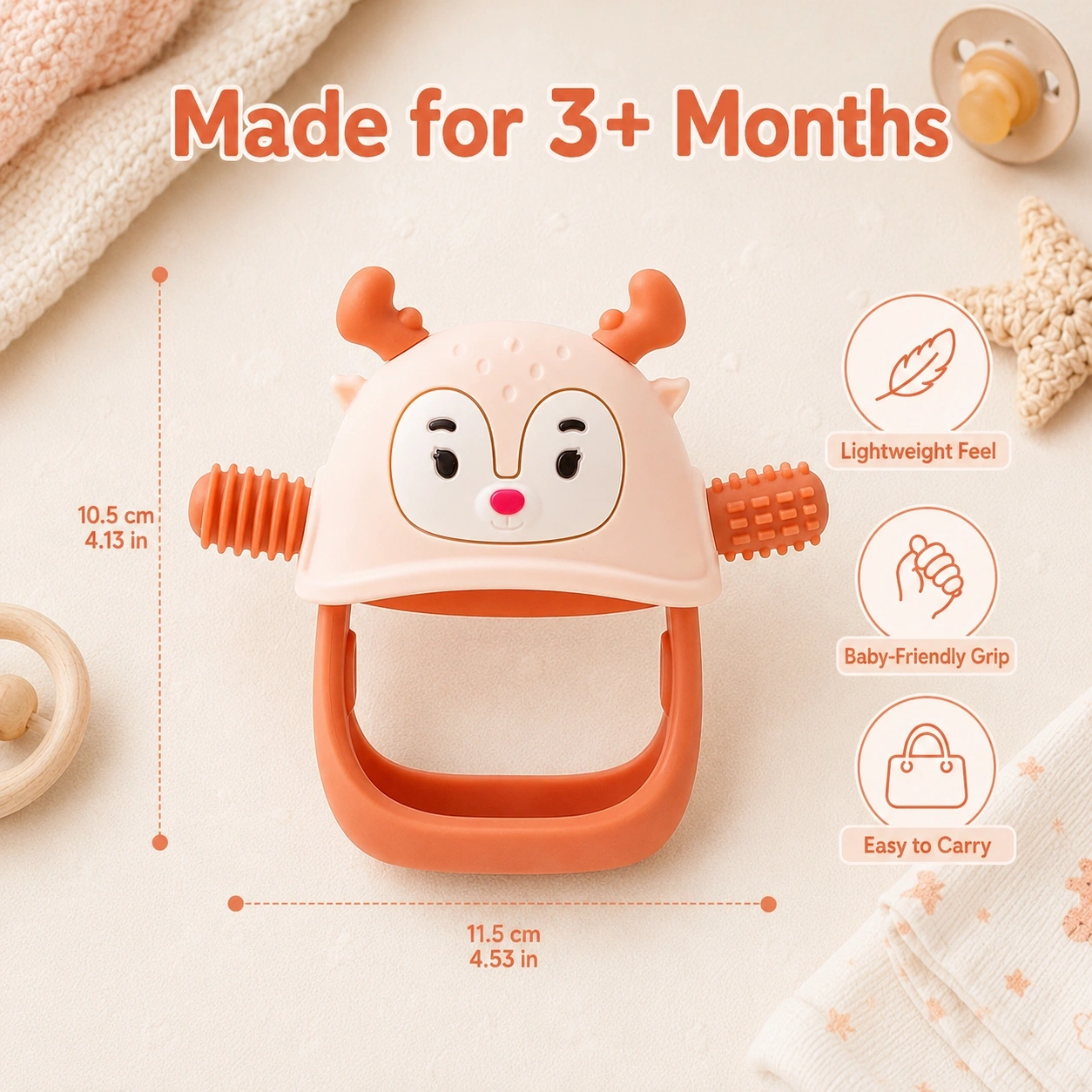 Reindeer Baby Teether Toy - Image 3