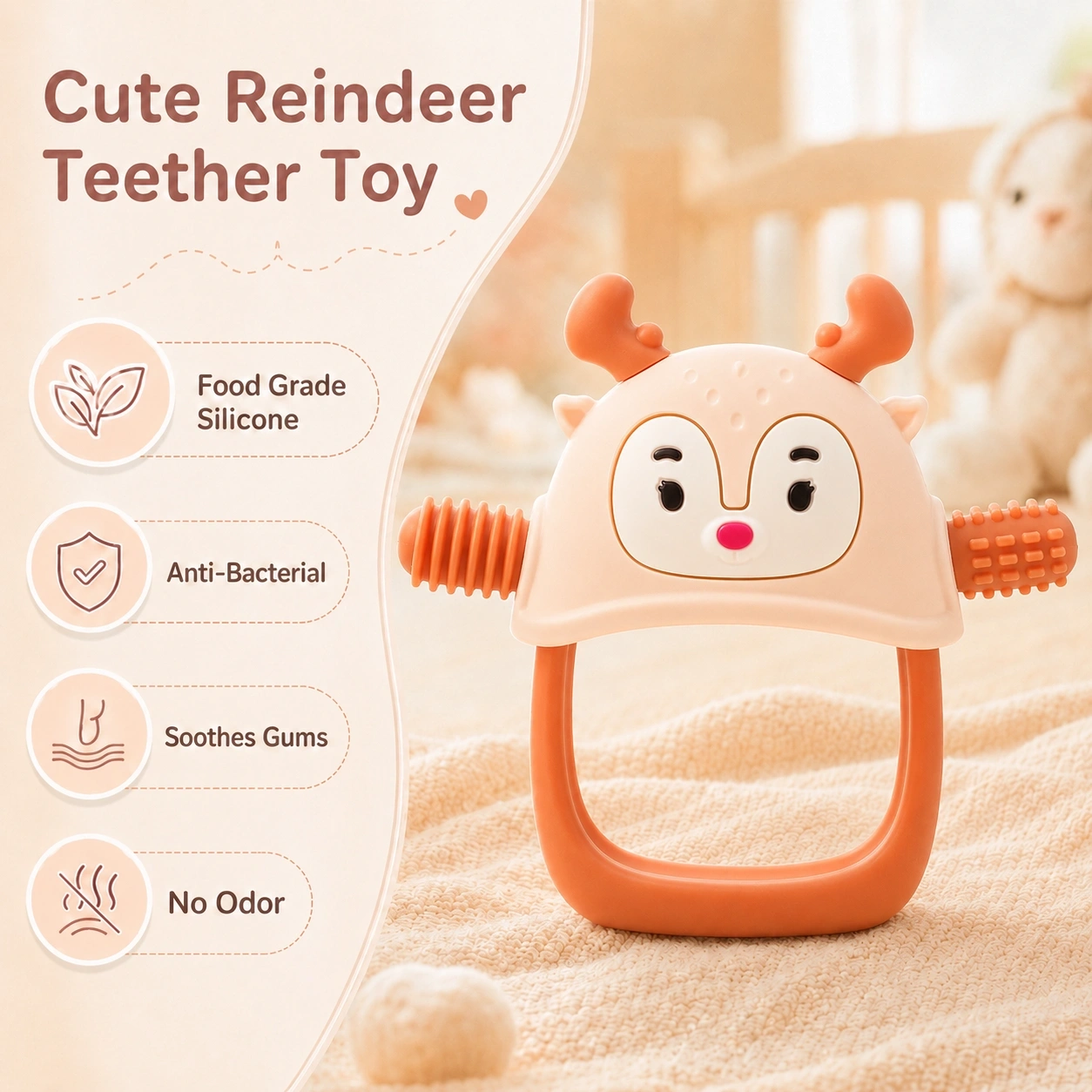 Reindeer Baby Teether Toy - Image 7
