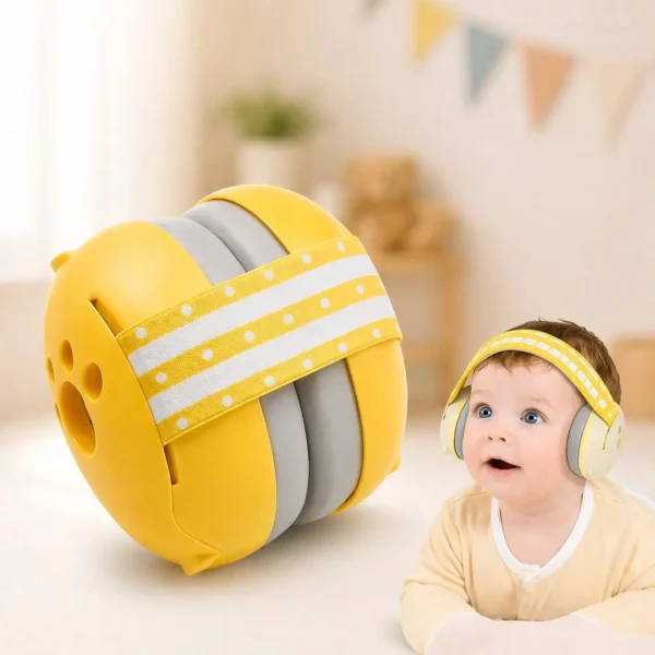 Bear Baby Noise-Cancelling Earmuffs showing soft padded headband and solid acoustic cups for infant hearing protection